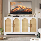 Buffet moderne avec 2 portes en rotin, meuble de rangement, console, meuble bar à café pour le salon, le couloir et l'entrée