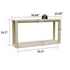 TUYOHW 60 Table Console, Table d'entrée en placage de bois massif avec étagère ouverte, Table de canapé rustique pour salon, entrée, couloir, chambre à coucher