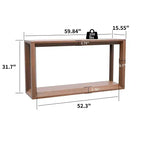 TUYOHW 60 Table Console, Table d'entrée en placage de bois massif avec étagère ouverte, Table de canapé rustique pour salon, entrée, couloir, chambre à coucher