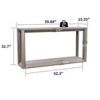 TUYOHW 60 Table Console, Table d'entrée en placage de bois massif avec étagère ouverte, Table de canapé rustique pour salon, entrée, couloir, chambre à coucher