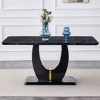 GDFStudio Takumi Modern Wooden Dining Table with Imitation Marble Grain