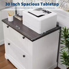 Classeur latéral 2 tiroirs en bois de 30 po. Inclut des dossiers suspendus pour documents A4/Lettre/Légal, rangement élégant pour bureau à domicile/salon.