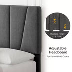 Cadre de lit double/grand lit COZONY avec tête de lit réglable et 4 tiroirs de rangement, lit plateforme capitonné en velours