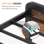 COZONY Cadre de lit Queen Size avec tête de lit en bois, lit plateforme avec coins arrondis sécurisés et support à lattes métalliques