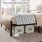 COZONY Cadre de lit Queen Size avec tête de lit en bois, lit plateforme avec coins arrondis sécurisés et support à lattes métalliques