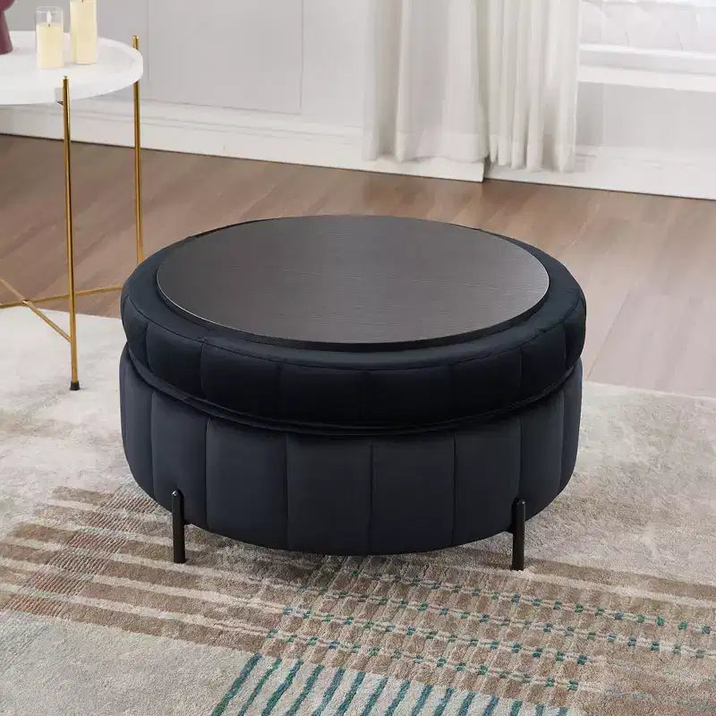 TUYOHW Pouf moderne avec rangement, repose-pieds rembourré en velours avec couvercle réversible, tabouret en forme de citrouille pour salon, chambre, entrée
