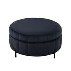 TUYOHW Pouf moderne avec rangement, repose-pieds rembourré en velours avec couvercle réversible, tabouret en forme de citrouille pour salon, chambre, entrée