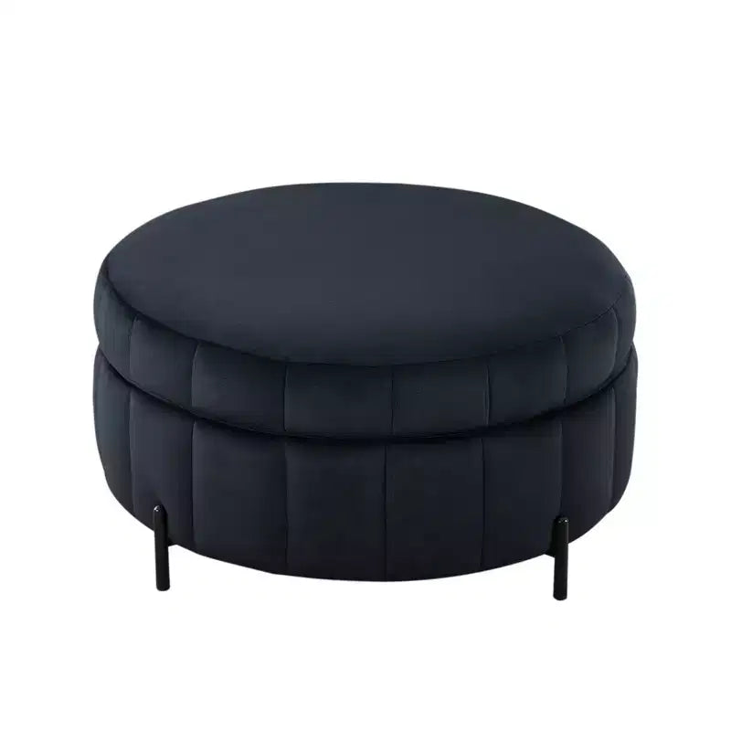 TUYOHW Pouf moderne avec rangement, repose-pieds rembourré en velours avec couvercle réversible, tabouret en forme de citrouille pour salon, chambre, entrée