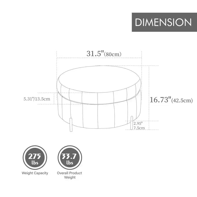TUYOHW Pouf moderne avec rangement, repose-pieds rembourré en velours avec couvercle réversible, tabouret en forme de citrouille pour salon, chambre, entrée