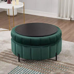 TUYOHW Pouf moderne avec rangement, repose-pieds rembourré en velours avec couvercle réversible, tabouret en forme de citrouille pour salon, chambre, entrée