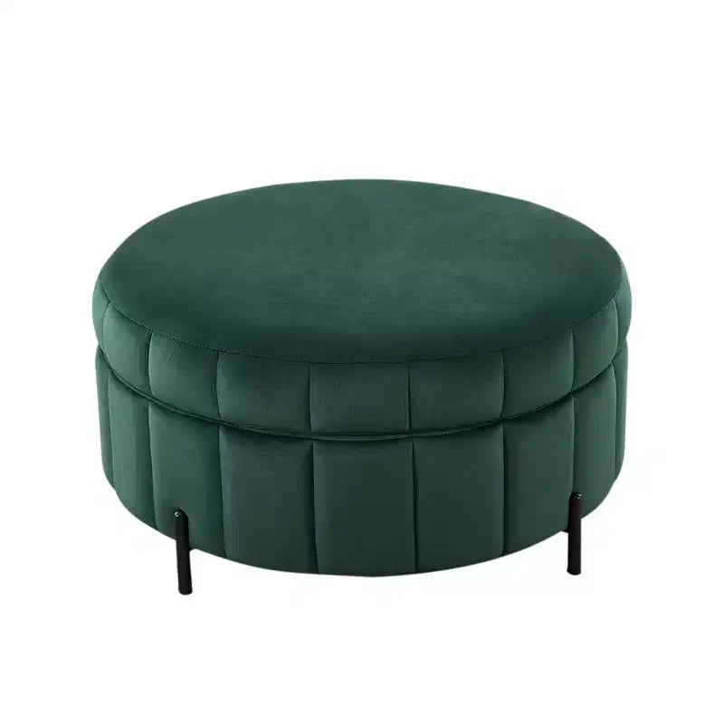 TUYOHW Pouf moderne avec rangement, repose-pieds rembourré en velours avec couvercle réversible, tabouret en forme de citrouille pour salon, chambre, entrée
