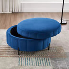 TUYOHW Pouf moderne avec rangement, repose-pieds rembourré en velours avec couvercle réversible, tabouret en forme de citrouille pour salon, chambre, entrée