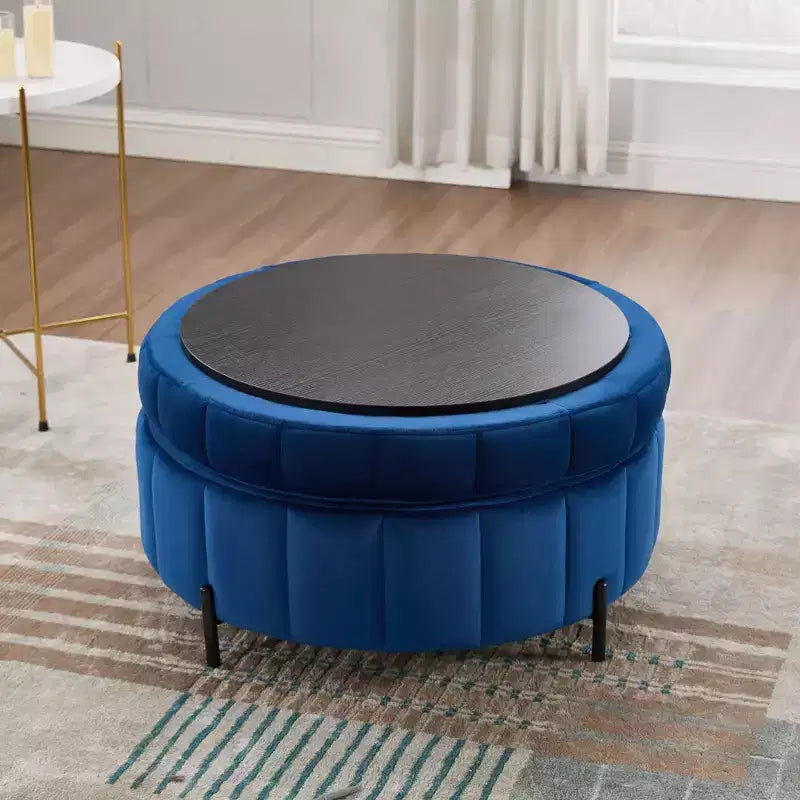 TUYOHW Pouf moderne avec rangement, repose-pieds rembourré en velours avec couvercle réversible, tabouret en forme de citrouille pour salon, chambre, entrée