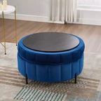 TUYOHW Pouf moderne avec rangement, repose-pieds rembourré en velours avec couvercle réversible, tabouret en forme de citrouille pour salon, chambre, entrée