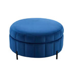 TUYOHW Pouf moderne avec rangement, repose-pieds rembourré en velours avec couvercle réversible, tabouret en forme de citrouille pour salon, chambre, entrée