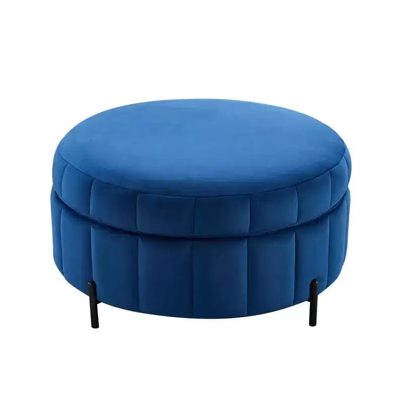 TUYOHW Pouf moderne avec rangement, repose-pieds rembourré en velours avec couvercle réversible, tabouret en forme de citrouille pour salon, chambre, entrée