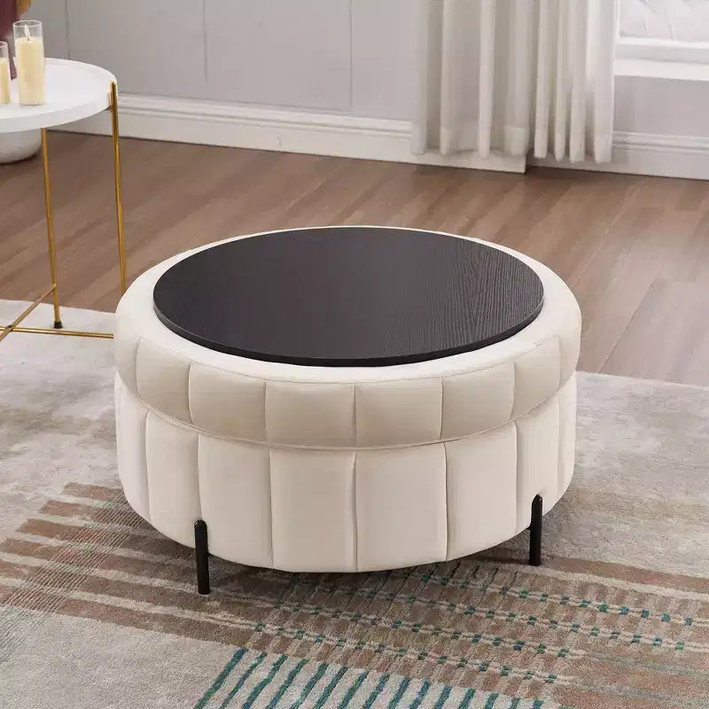 TUYOHW Pouf moderne avec rangement, repose-pieds rembourré en velours avec couvercle réversible, tabouret en forme de citrouille pour salon, chambre, entrée