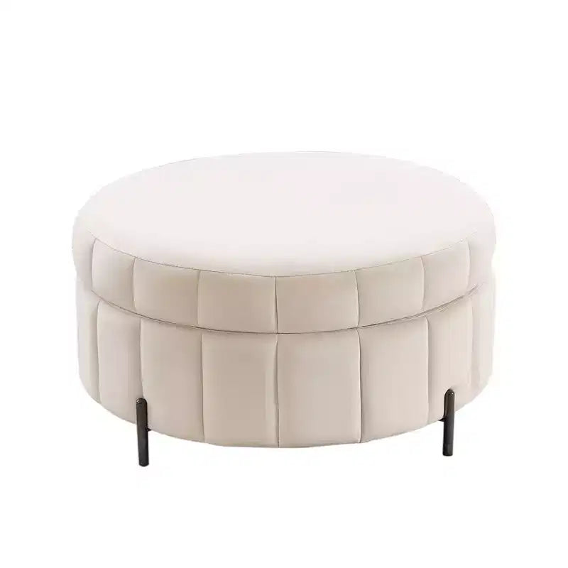 TUYOHW Pouf moderne avec rangement, repose-pieds rembourré en velours avec couvercle réversible, tabouret en forme de citrouille pour salon, chambre, entrée