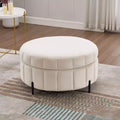 TUYOHW Modern Ottoman with Storage Velvet Upholstered Footstool with Reversible Lid Pumpkin-Shaped Stool for Living Room, Bedroom, Entryway