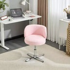 Karl Home Mignon Ours en Peluche Moderne Chaise Pivotante Sans Accoudoirs Hauteur Réglable Chaise de Bureau Sans Roues et avec Soutien Dorsal en Blanc