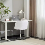 Karl Home Mignon Ours en Peluche Moderne Chaise Pivotante Sans Accoudoirs Hauteur Réglable Chaise de Bureau Sans Roues et avec Soutien Dorsal en Blanc