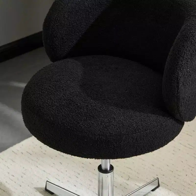 Karl Home Mignon Ours en Peluche Moderne Chaise Pivotante Sans Accoudoirs Hauteur Réglable Chaise de Bureau Sans Roues et avec Soutien Dorsal en Blanc