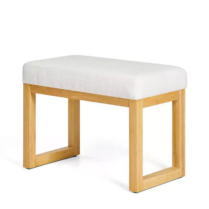 Banc à chaussures MAYEERTY avec cadre en bois et siège rembourré doux pour petit espace, couloir, salon, beige