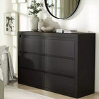 COZONY 47 Wide 6 Drawer Dresser, Modern Round Corner Cabinet Chest, Thickened Top, Natural Wood