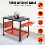 Table de soudage, Table de soudage robuste 36X24, Banc en acier avec roulettes, rangement et panneau perforé portable pour atelier d'amateur