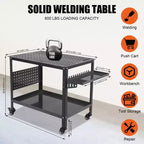 Table de soudage, Table de soudage robuste 36X24, Banc en acier avec roulettes, rangement et panneau perforé portable pour atelier d'amateur