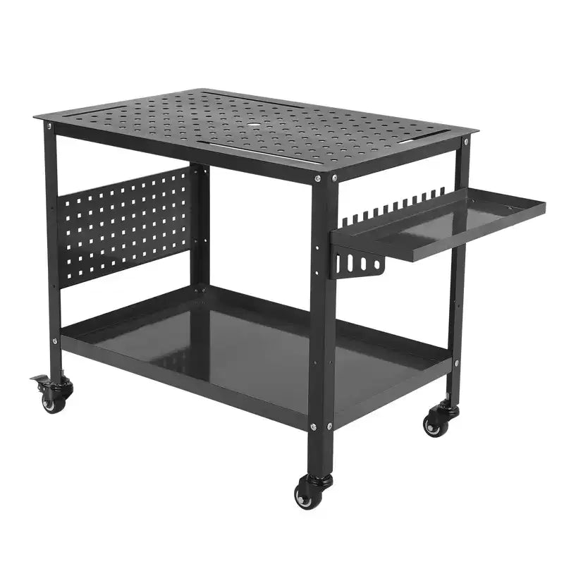 Table de soudage, Table de soudage robuste 36X24, Banc en acier avec roulettes, rangement et panneau perforé portable pour atelier d'amateur