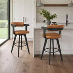 Art Leon Lot de 2 tabourets de bar pivotants rembourrés en similicuir avec structure en bois massif