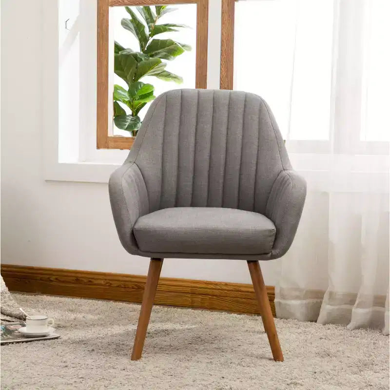 Chaise d'appoint contemporaine TUYOHW, fauteuil en tissu à dossier courbé avec pieds en bois massif, chaise longue rembourrée pour le salon, le bureau, le hall d'entrée