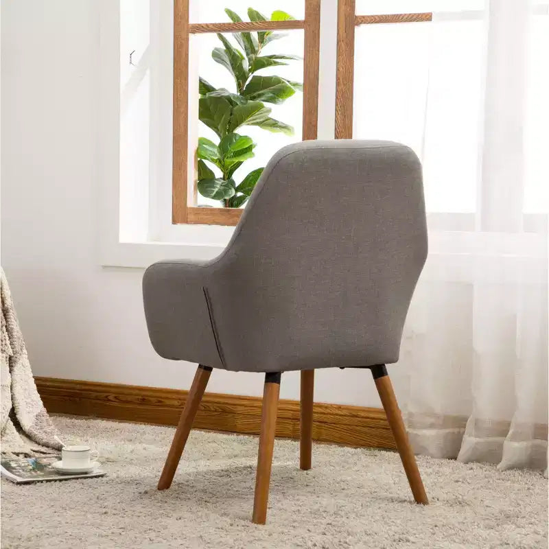 Chaise d'appoint contemporaine TUYOHW, fauteuil en tissu à dossier courbé avec pieds en bois massif, chaise longue rembourrée pour le salon, le bureau, le hall d'entrée