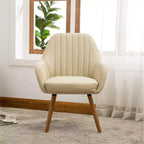Chaise d'appoint contemporaine TUYOHW, fauteuil en tissu à dossier courbé avec pieds en bois massif, chaise longue rembourrée pour le salon, le bureau, le hall d'entrée