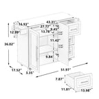 FAMYYT Îlot de cuisine en bois massif blanc avec dessus de 16,93 po, armoire à 2 portes, 3 tiroirs, étagère à épices et porte-serviettes