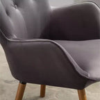 TUYOHW Fauteuil d'appoint en velours soyeux, chaise longue avec dossier capitonné, pieds en bois massif, fauteuil crapaud rembourré en mousse pour salon, salle à manger
