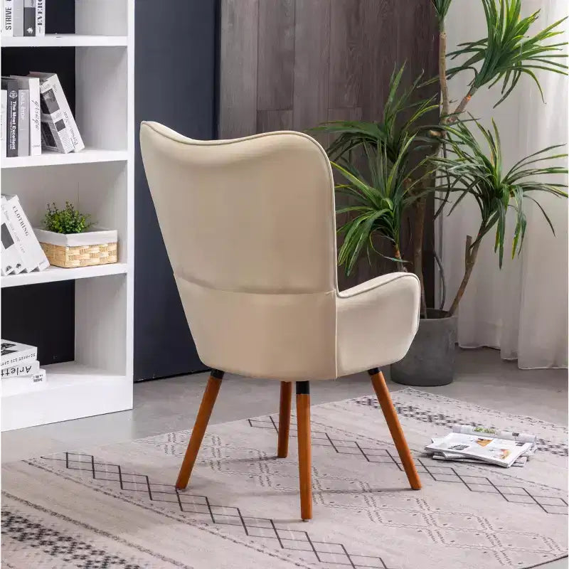 TUYOHW Fauteuil d'appoint en velours soyeux, chaise longue avec dossier capitonné, pieds en bois massif, fauteuil crapaud rembourré en mousse pour salon, salle à manger