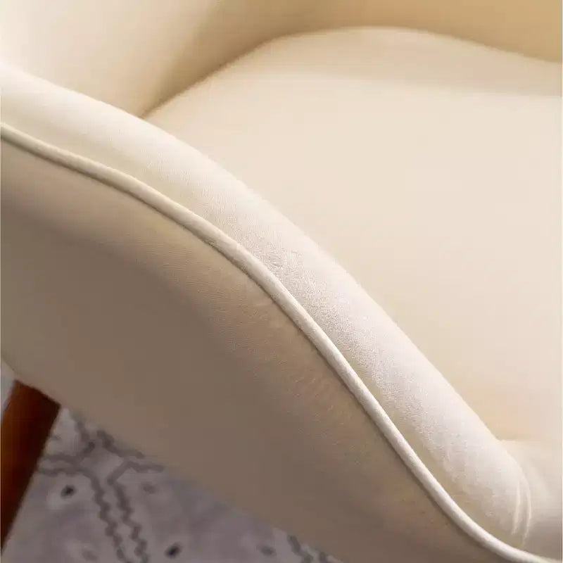 TUYOHW Fauteuil d'appoint en velours soyeux, chaise longue avec dossier capitonné, pieds en bois massif, fauteuil crapaud rembourré en mousse pour salon, salle à manger