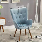 TUYOHW Fauteuil d'appoint en velours soyeux, chaise longue avec dossier capitonné, pieds en bois massif, fauteuil crapaud rembourré en mousse pour salon, salle à manger