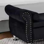 TUYOHW 62.2 Banc de rangement capitonné en velours avec boutons en cristal et accoudoirs, banc de bout de lit avec 1 oreiller, poufs de rangement pour salon, chambre à coucher