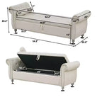 TUYOHW 62.2 Banc de rangement capitonné en velours avec boutons en cristal et accoudoirs, banc de bout de lit avec 1 oreiller, poufs de rangement pour salon, chambre à coucher