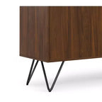 Meuble buffet Moreno rectangulaire de 60 x 18 pouces avec 3 portes, style industriel contemporain, en placage de noyer
