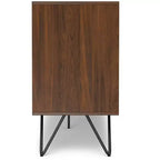 Meuble buffet Moreno rectangulaire de 60 x 18 pouces avec 3 portes, style industriel contemporain, en placage de noyer