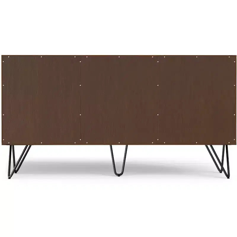 Meuble buffet Moreno rectangulaire de 60 x 18 pouces avec 3 portes, style industriel contemporain, en placage de noyer