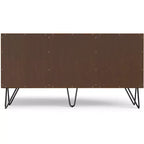 Meuble buffet Moreno rectangulaire de 60 x 18 pouces avec 3 portes, style industriel contemporain, en placage de noyer