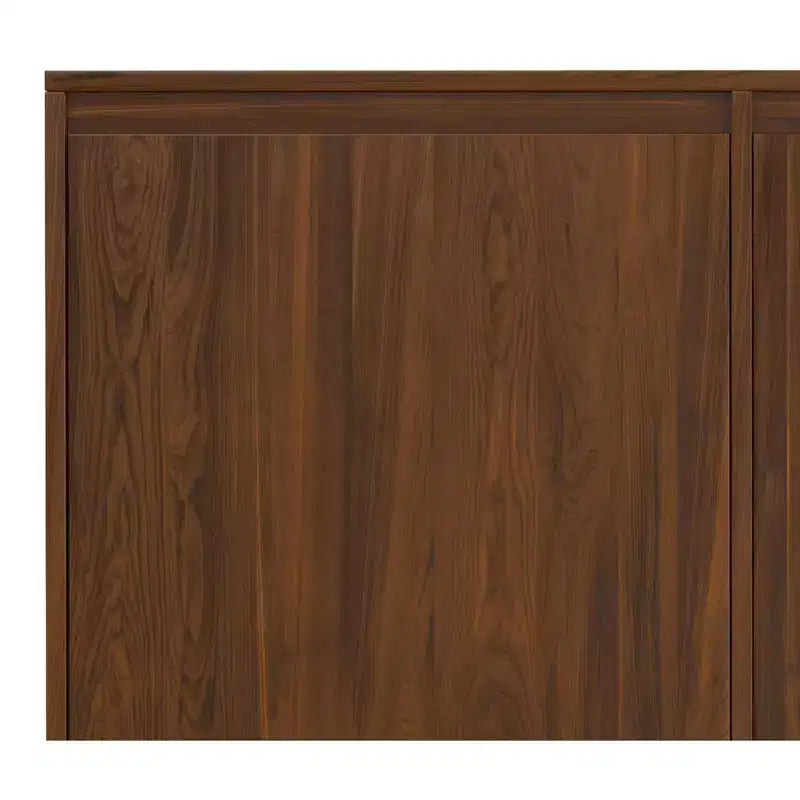 Meuble buffet Moreno rectangulaire de 60 x 18 pouces avec 3 portes, style industriel contemporain, en placage de noyer