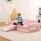 Canapé d'escalade d'intérieur, canapé de jeu modulaire 12 pièces avec piscine à balles carrée et pente d'escalade, ensemble de coussins de jeu