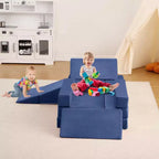 Canapé d'escalade d'intérieur, canapé de jeu modulaire 12 pièces avec piscine à balles carrée et pente d'escalade, ensemble de coussins de jeu