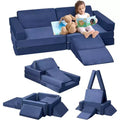 Climbing Indoor Sofa, 12 Pcs Modular Play Couch with Square Ball Pit & Climbing Slope, Cushion Play Set